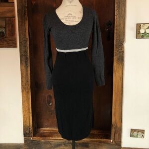 Boden, Long Sleeve Dress, US 2R, UK 6R, Black/Light Gray/Charcoal Gray